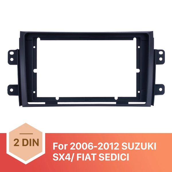 Kit de montaje de tablero de marco negro de doble Din Fascia de 9 pulgadas Panel de ajuste para SUZUKI SX4/ FIAT SEDICI 2006-2012