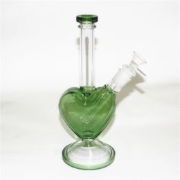 9 pulgadas en forma de corazón pipa de agua de cristal bong rosa dab plataforma petrolera burbujeador alto vaso de precipitados grueso mini pipa de agua para fumar con un tazón de 14 mm