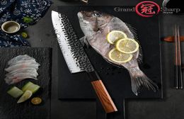9 inch handgemaakte chef039s mes 3 lagen aus10 Japans stalen kiritsuke keukenmes snijden visvlees kookgereedschap grandshar3196933