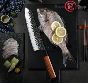 9 inch handgemaakte chef039s mes 3 lagen AUS10 Japans stalen kiritsuke keukenmes snijden visvlees kookgereedschap grandshar4069719