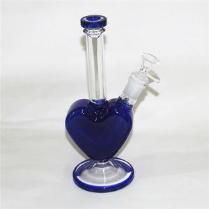 9 pouces en forme de coeur bongs en verre dab rigs narguilés rose vert bleu plate-forme pétrolière barboteur en verre conduites d'eau avec bol de 14mm