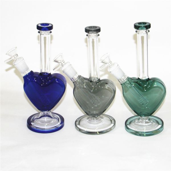 9 pulgadas Hookah Glass Bong plataformas petrolíferas tuberías de agua quemador de aceite colector de hielo material grueso para fumar bongs en forma de corazón