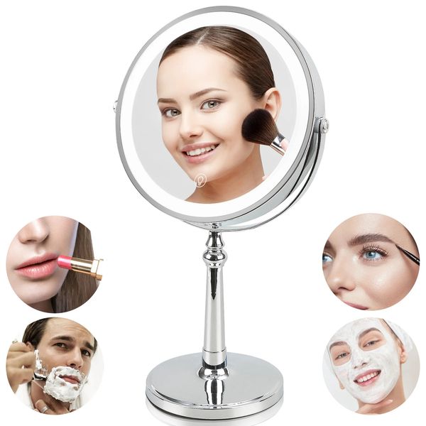 Miroir de maquillage de 9 pouces avec USB clair Charge 10x Magniseur de magnificence Double Miroirs pour maquillage à 360 degrés Miroir cosmétique debout 240416