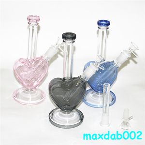 9 pouces Mini Dab Rig coloré épais verre Bongs narguilés en ligne Perc conduites d'eau 14mm Joint huile plates-formes petit Bong avec bol