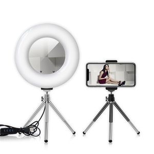 9 pouces mini anneau lumineux miroir avec trépied support de téléphone pour youtuber selfie photo tik tok vlog maquillage vidéo lumières