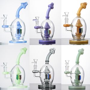 9 inch champignon waterpijpbalstijl uinque glazen bongs douchekop percolator olieliken 14 mm gewricht waterleidingen multi -kleuren dab rig met kom