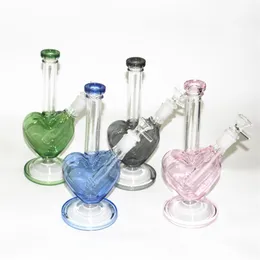 9 pouces en verre rose Bong bol en verre en forme de coeur Narguilé Shisha Bécher Dab Rig Fumer Pipe À Eau Filtre Bubbler W ICE Catcher