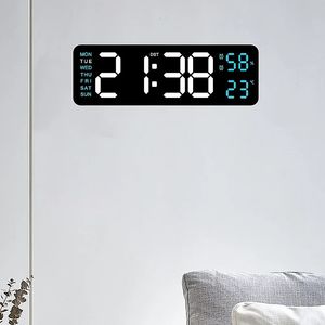 Plug-in de 9 pouces Utiliser une grande température d'horloge murale numérique Humidité Semaine 2 ALARME AUTO SNOOZE SNOOZE 12 / 24H DST LED ALARME LED 240417