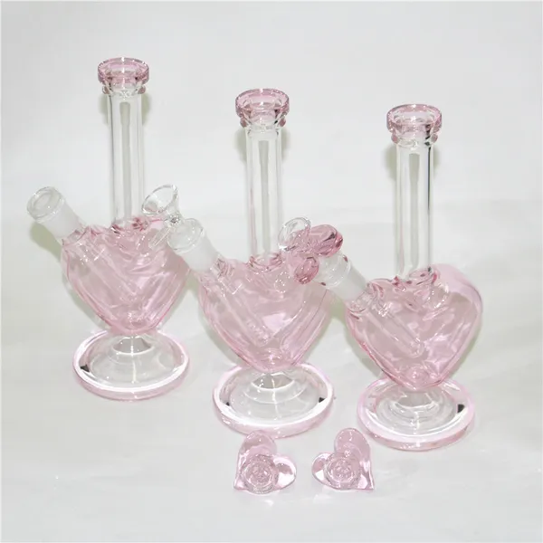 9 pouces fumée belle amour narguilé conduite d'eau bongs en verre en forme de coeur épaisseur de la plate-forme pétrolière pour fumer bong avec bol en bas de la main plate-forme de combustion de l'huile