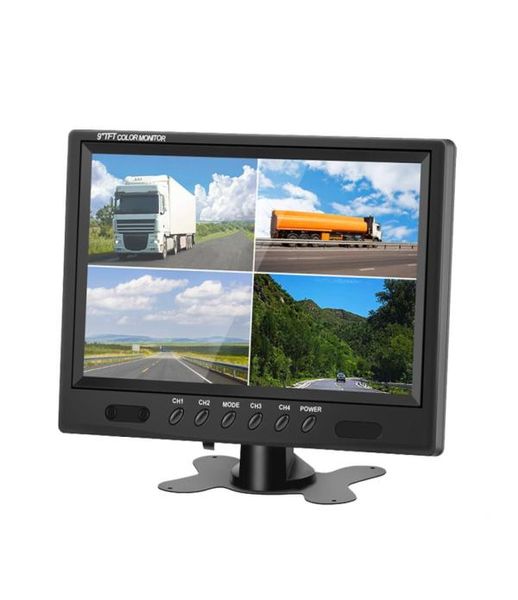 Monitor cuádruple de pantalla dividida TFT LCD de 9 pulgadas, vigilancia de seguridad, reposacabezas de coche, Monitor de visión trasera, sistema de cámara de visión trasera de estacionamiento 2457655