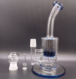Narguilé de bong d'eau en verre clair épais de 9 pouces avec perclateur d'arbre de base bleue recycler les tuyaux de fumée