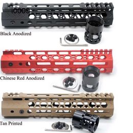 9 inch uniek ontwerp ultralicht m-lok handguard rail gratis zwevende picatinny mount-systeem _ black/rood/bruin kleur