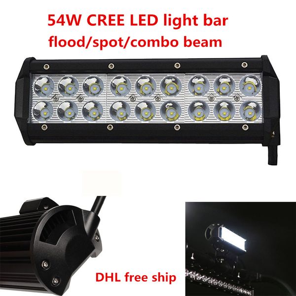 Iluminación 9 pulgadas blanco 54W LED WORK Light bar 4*4 FLOOD TRUCK BOAT OFFROAD utv