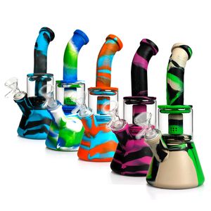 9 pouces en silicone Bubbbler Base ronde Fumer Wate Pipes DAB Huile Rigs en verre Silicone Bongs Tobacs avec bol en verre