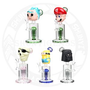 9 pouces Fumée pipe à eau Narguilé 3D bong 8 bras arbre perc Plates-formes pétrolières Pipes en verre 14,4 mm Jonit taille 5 mm d'épaisseur tabac cool bongs Dab rig recyler grossiste