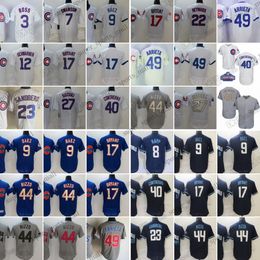 9 Javier Baez Honkbal Jerseys David Ross Anthony Rizzo Willson Contreras Ryne Sandberg Kyle Schwarber Ian Happ Kris Gestikt Jersey Heren Maat S-3XL