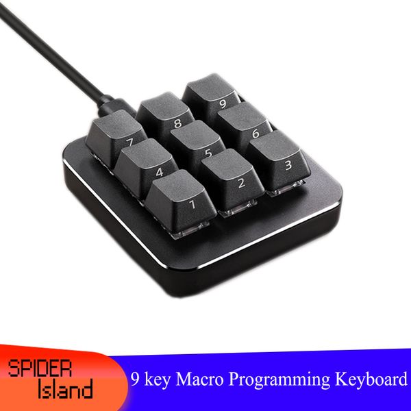 9 clavier mécanique à une main avec macro à 9 touches macro de programmation multifonctionnelle auto-réglage par logiciel