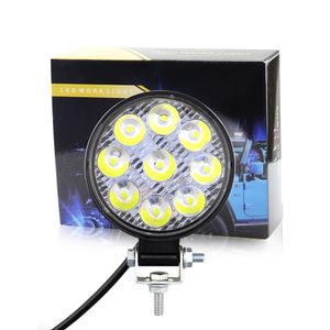 Barra de luces LED de 9 luces de trabajo de conducción todoterreno combinadas de punto cuadrado de 4 pulgadas y 27W para camioneta, camioneta, Jeep, SUV, ATV, UTV