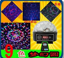 9 LED-afstandsbediening DMX 512 Crystal Magic Ball Effect Licht Digitale Disco DJ Stage Verlichting Gratis verzending