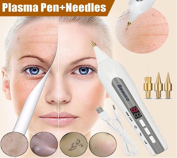 9 niveles Pecas Arrugas Eliminación de lunares Iónico Spot Pen Piel Cicatriz Topo Arrugas Eliminación de manchas negras Pluma de plasma Herramientas para el cuidado de la piel facial 2602015