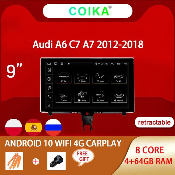 9 lecteur DVD de voiture MULTIMÉDIA pour Audi A6 C7 A7 2012-2018, y compris BT WIFI NAVI MUSIQUE IPS écran tactile 4 64GB 8 CORE GPS stere292U