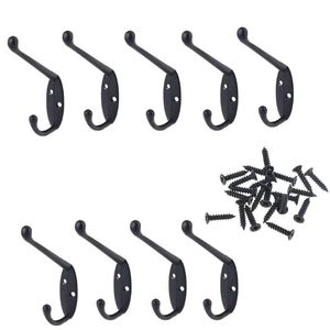 9 Pack Coat Hooks Wall Hooksheavy Duty Monted For Hat Hardware Dual Prong Retro Hanger met 20 SCHREEFSBLACKGOLD 231221