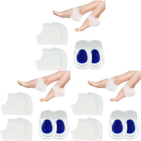 9 pares Copas de talón Fascitis plantar Insertos Almohadillas Gel Talón Cojín Protectores de talón de silicona para fascitis plantar 240304