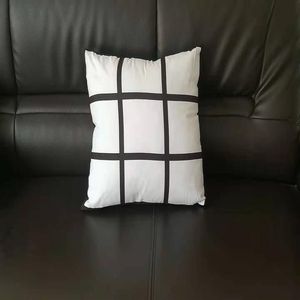 9 panneau taie d'oreiller blanc Sublimation noir grille tissé Polyester transfert de chaleur housse de coussin jeter sofa262S