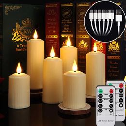 9 PCS Oplaadbare kaarsen Timer Remote Flameless USB -opladen Tealight Waterdichte bruiloft LED Elektronische kaarsen Home Decoratie 240430