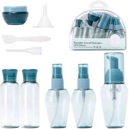 9 stks / set Draagbare Travel Fles Kit navulbare lege containers spuit parfum, voor cosmetica crème huid lotion make-up remover