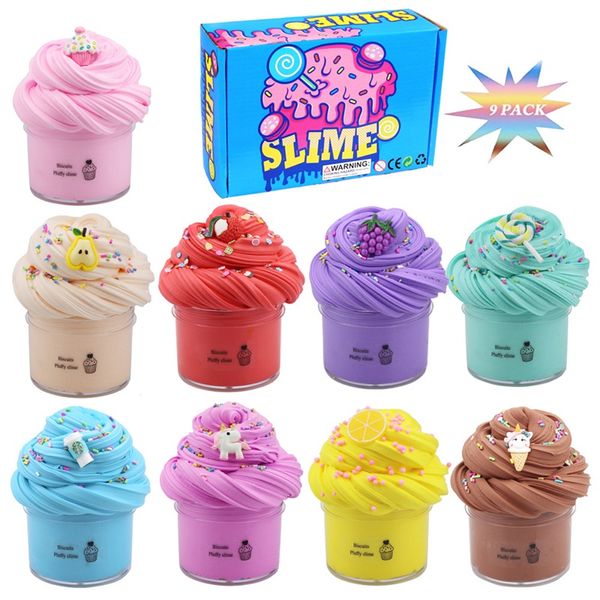 9 pièces/ensemble Super léger Slimes enfants pâte à modeler sèche à l'air pâte à modeler à la main éducatif 5D jouet pour enfants cadeau 0369