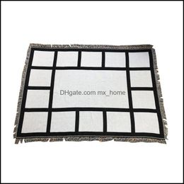 9 pennen dekens sublimatie lege deken met kwasten warmteoverdracht afdrukken shawl wrap sofa sleure gooien 125 * 150 cm drop levering 2021 Home