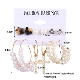 9-delige acryl Pearl vintage oorbellen oorbellen ingesteld voor dames sieraden Pendientes Vintage Circle Geometrische Dange oorbellen geschenken