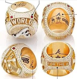 9 spelers naam ring Soler Freeman Albies 2021 2022 World Series Baseball Braves Team Championship Rings met houten display box Souvenir Mens Fan Gift