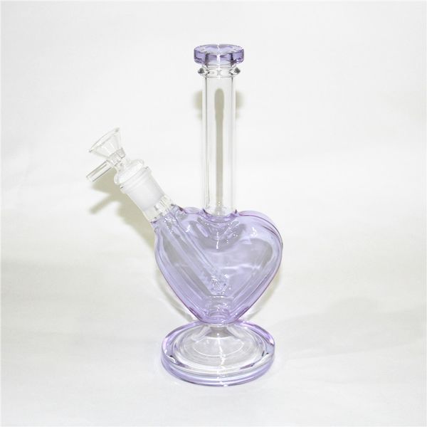 9 '' Purple Heart Glass Bongs Hooká con Cattador de hielo Fumar pipas de agua Bong Aceite Dab Catcher Ash Catcher