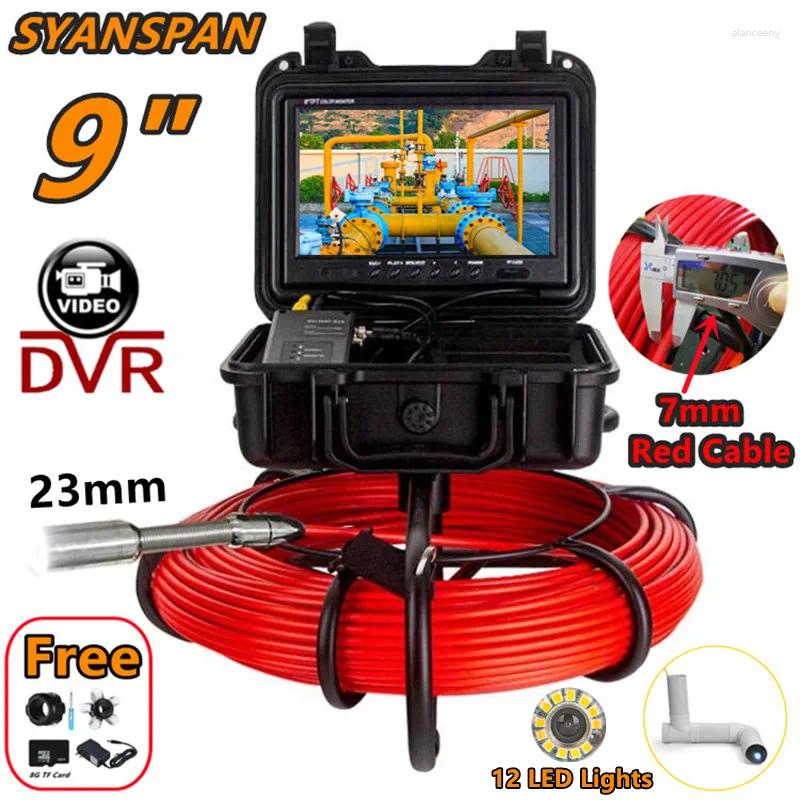 9" DVR 20-50M HD Screen SYANSPAN Pipe Inspection Camera 7mm Diameter IP68 Drain Sewer Pipeline Video Industrial Endoscope