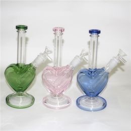 9 "hartvorm glazen bongwaterpijpen waterpijpen kleurrijke bongs bedwelmende mini pijp dab rigs kleine bubbler beker recycle olielig