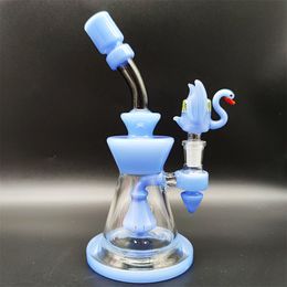 9 "Bong de tuyau en verre en verre bong gangs Percolateur de turbine Bong Style de gemme bleu vif Bowl Cyclone Bows With Round 14 mm Bowl