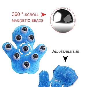 9 roller balls full body massage handschoen 360° scroll magnetische kralen pijnverlichting relax massager tool voor nek rug schouder billen spier massager