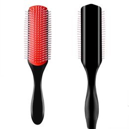 9-rijen ontwarren krullend haarborstel Detangler Hairbrush hoofdhuid Massager Rechte nat haar kam voor vrouwen Men Home Salon