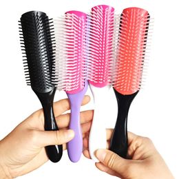 9 rangées Brosse de peigne de cheveux Femmes Sylonnage brosse à cheveux Masse-masseur Salon Salon Hairdressing Ringor Curly Wet Hair Peigt 436