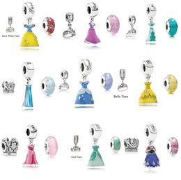 9 Sets Princess Party Dress Crown Murano Glass Charms Beads 925 Sterling Silver Jewelry Pendants for Charms Artilets DIY 3PCS1858939