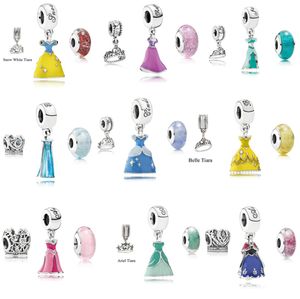 9 sets Dress princesa Party Crown Murano Glass Beads 925 Joyas de plata esterlina Pendientes para pulseras de amuletos DIY 3PCS1858939