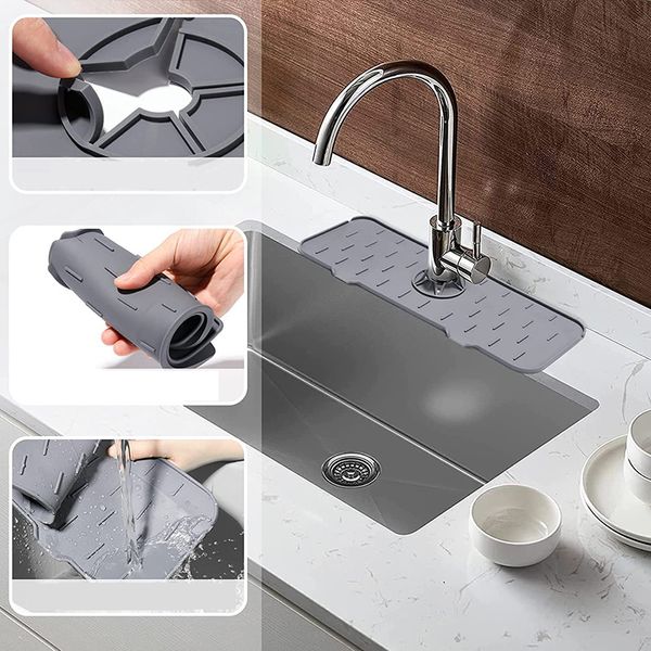 Tapis de robinet en Silicone pour évier de cuisine, protection contre les éclaboussures, tapis d'évier pliable derrière le robinet FMT2172