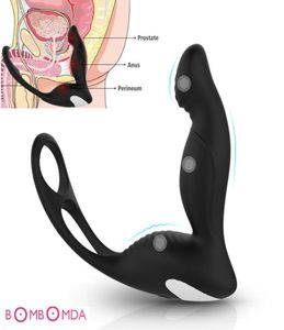 9 snelheden Mannelijke Masturbator Vibrator Dubbele Penetratie Strapon Dildo Vibrator Butt Plug G Spot Vibrator Volwassen Speeltjes voor man Y1815183454