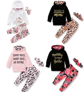 9 stijl babykleding sets meisje bloemen casual kinderkleding lange mouw hoodies broek hoofdband9374546