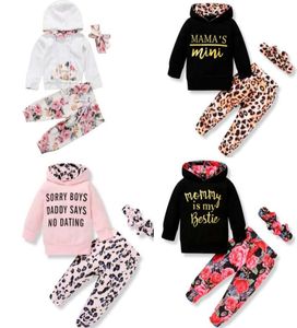 9 stijl babykleding sets meisje bloemen casual kinderkleding lange mouw hoodies broek hoofdband6329313