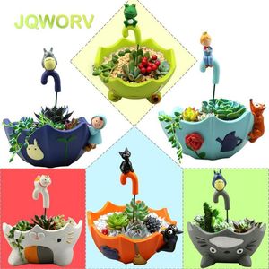 9-stijl Cartoon Leuke Totoro Bloem Boerderij Decor Hars Creatieve Ambachten Plantenbakken Home Office Tuin Vetplant Pot t326S