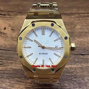 9 stijl horloge van hoge kwaliteit 41 mm datum A2813 automatisch herenhorloge 15400ST 18k goud witte wijzerplaat roestvrijstalen armband herenhorloges2492