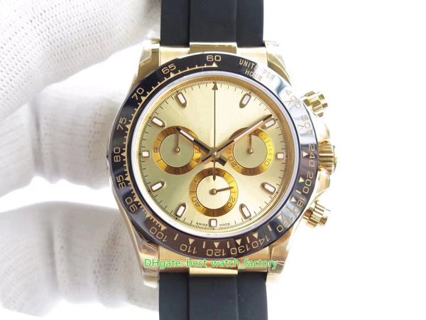 EW Factory Reloj para hombre Ultrafino 40 mm x 12,5 mm Cosmograph 116518 Relojes de oro amarillo de 18 k Cronógrafo ETA 7750 Movimiento Relojes de pulsera mecánicos automáticos para hombre